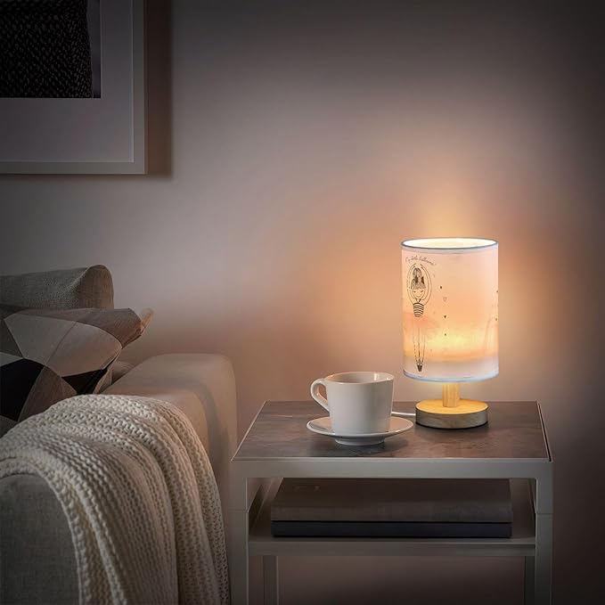 Table Lamp Cute Ballerina Girl Princess Dancing Ballet with Heart Nightstand Lamp with Wood Base Fabric Lamp Shade Bedside Desk Lamp for Living Room Bedroom Kids Room Office - Bloomnest