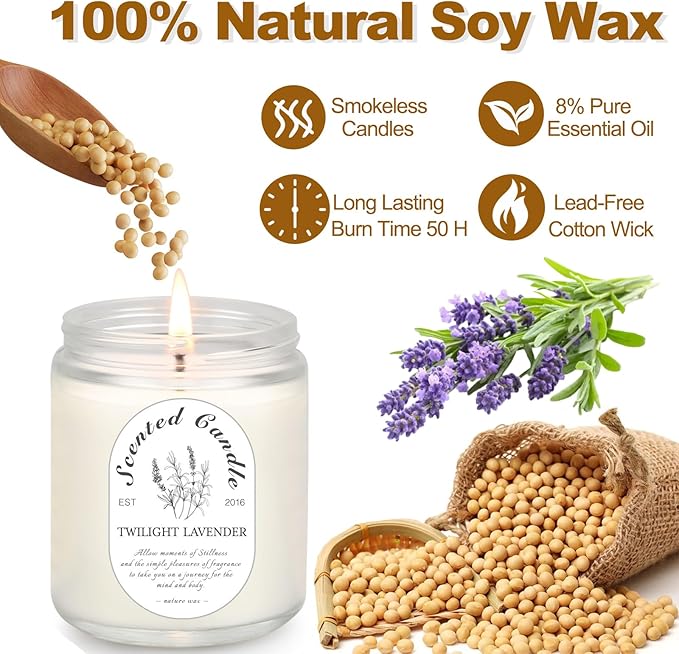 LOSNYA 4 Pack Candles for Home Scented, Lavender Candles, 28 oz 200 Hour Long Lasting Aromatherapy Candle Set, Candle Gift Set for Women, Perfect for Birthday Gifts - Bloomnest