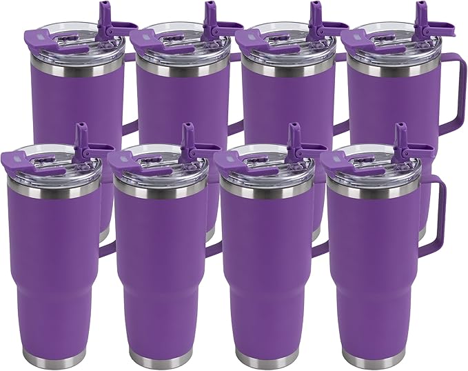 HASLE OUTFITTERS 30oz Tumbler Bulk with Handle, Insulated Travel Coffee Mug Set with Handle Leak-Proof Double Wall Stainless Steel Vacuum Tumblers Pack Metal Cup for Hot and Cold Drink - Bloomnest