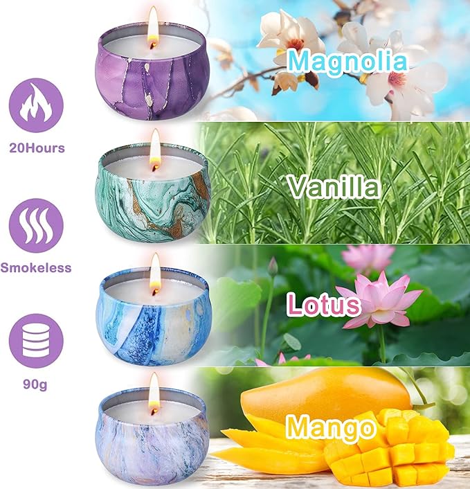 Bath Bombs Gift Set - 5 Large Fizzy Spa Bombs with 4 Scented Candles for Women - Moisturizing Bubble Bath with Essential Oils for Valentine's, Birthday Gifts - Bloomnest