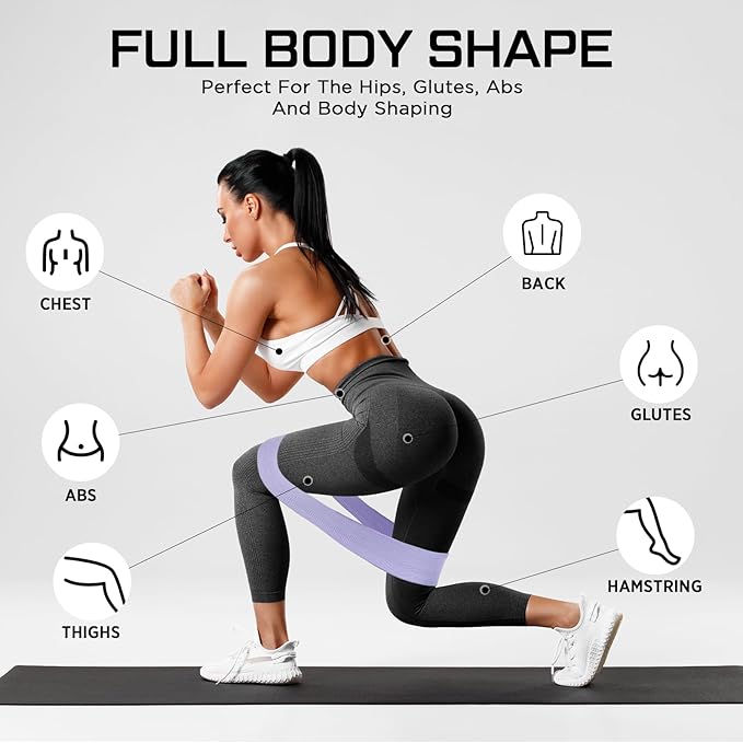 12 Pcs Fabric Resistance Bands for Working Out Booty Workout Stretch Exercise Bands Non Slip for Legs Squat Resistance Loop for Women Men Starter Butt Hip Thigh Fitness - Bloomnest
