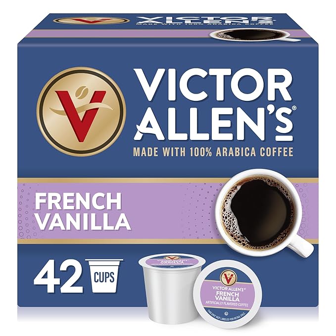 Victor Allen's Coffee French Vanilla Flavored Coffee, Medium Roast, 42 Count, Single Serve Coffee Pods for Keurig K-Cup Brewers - Bloomnest
