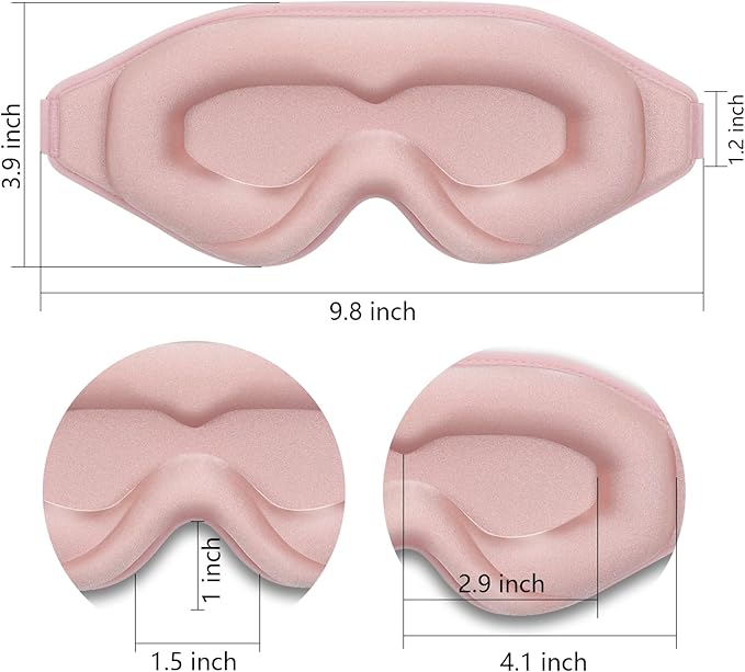 Sleep Mask 3D Eye Mask for Sleeping 100% Light Blocking Eye Covers with Adjustable Strap Night Blindfold for Women Memory Foam Pink - Bloomnest