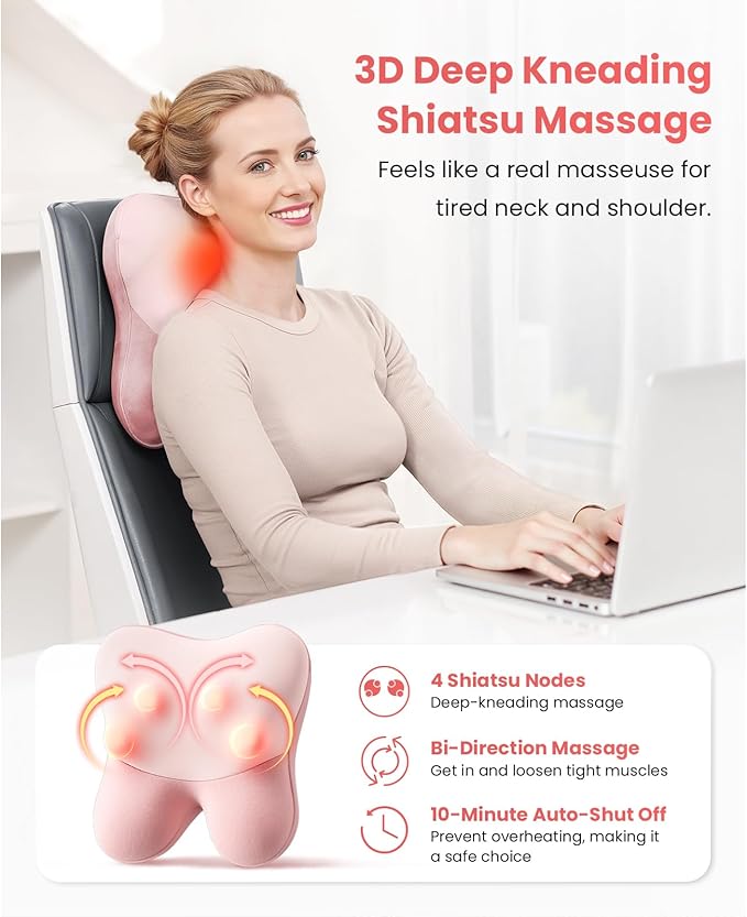 BOB AND BRAD Back Massager with Heat FSA Eligible, EZBack Corded Neck Massager for Pain Relief Deep Tissue, Shiatsu Back Shoulder and Neck Massage Pillow, Full Body Use, Ideal Gifts for Women Mom Wife - Bloomnest