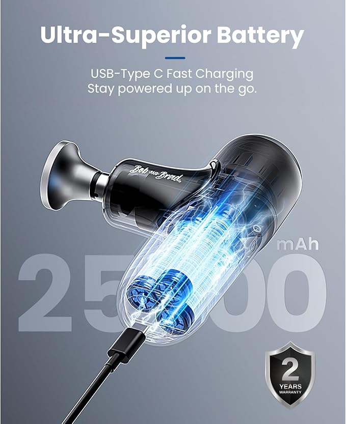 BOB AND BRAD Q2 Max Mini Massage Gun with Metal Head, Pocket-Sized Deep Tissue Massager Gun for Athletes, Professional Portable Percussion Muscle Massager Gun - Bloomnest