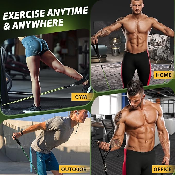 WHATAFIT Resistance Bands, Exercise Bands，Resistance Bands for Working Out with Handles for Men and Women Fitness, Strength Training Home Gym Equipment - Bloomnest