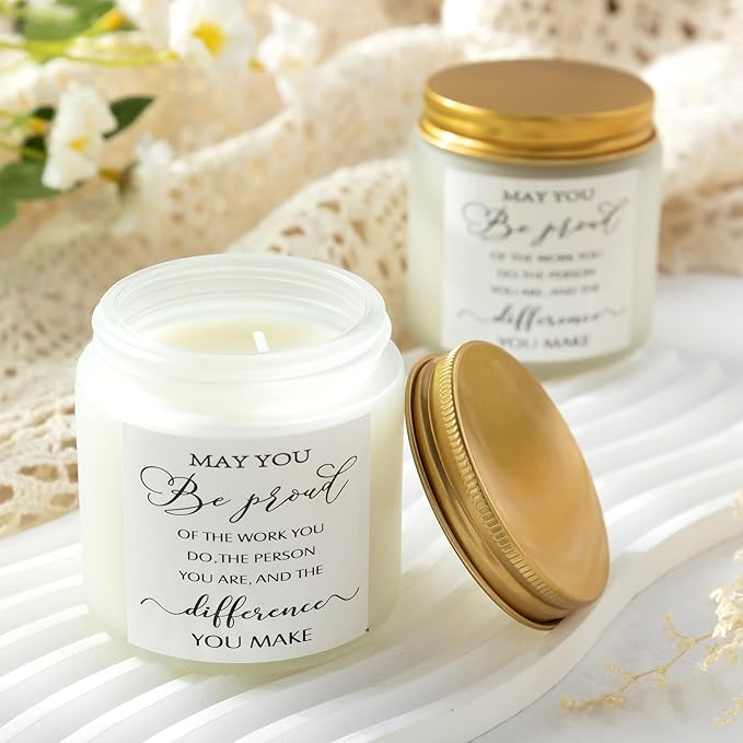 MTLEE 20 Pcs Thank You Gifts Candles 3.5 oz Employee Appreciation Inspirational Scented Soy Wax Candle Thank You Gift Christmas Gifts for Coworker Women Volunteer Teacher(Classic,White) - Bloomnest