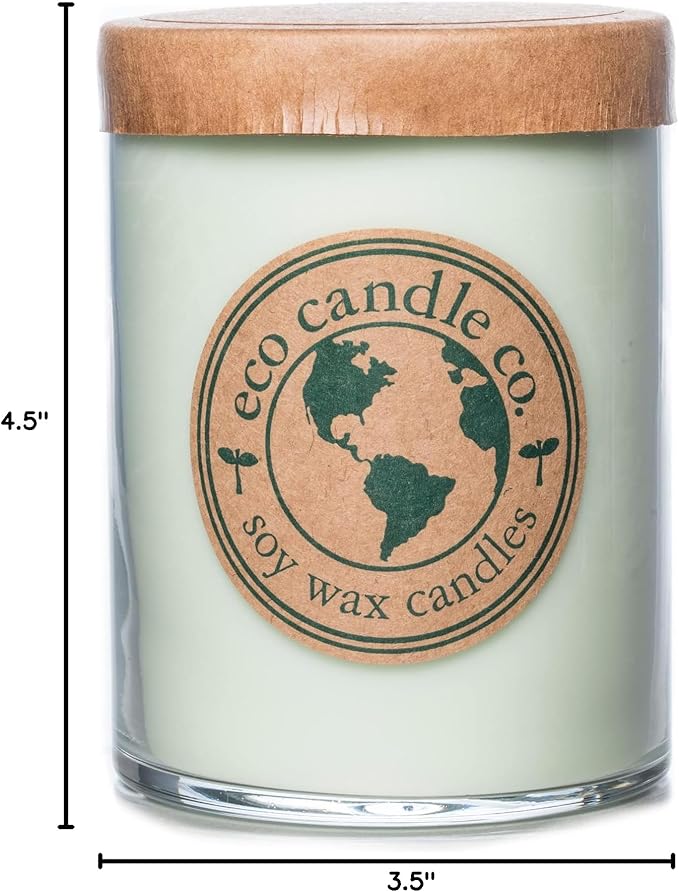 ECO CANDLE CO. Recycled Candle, Eucalyptus Mint, 18 oz. - Scents of Eucalyptus, Spearmint, & Peppermint - 100% Soy Wax, No Lead, Kraft Paper Label & Lid, Hand Poured, Phthalate Free, Midwest Soybeans - Bloomnest