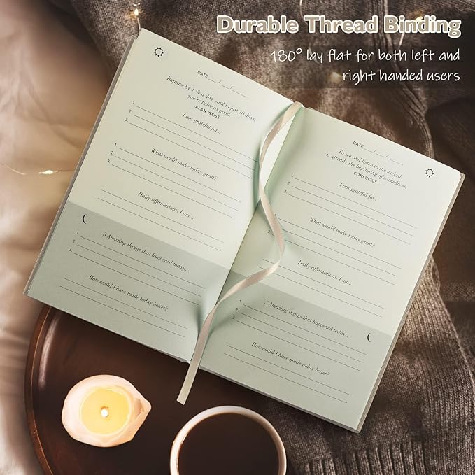 The Gratitude Journal, manifestation journal, Daily Journal with Prompts for Affirmation, Happiness, Mindfulness, Positivity, Wellness, Undated Journal for Women & Men(8.5 * 5.5 inches) - Bloomnest