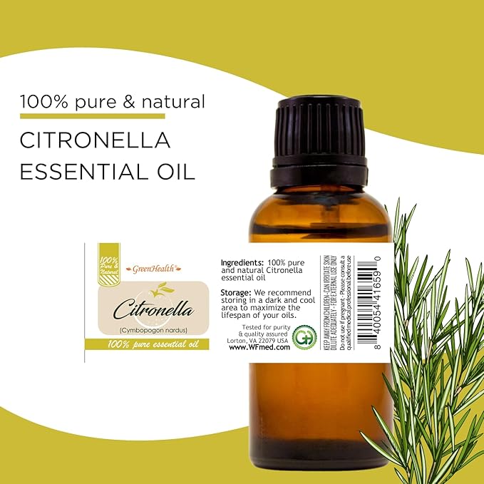 2 Bottles - 16 fl oz Citronella Essential Oil (100% Pure & Uncut), Aluminum Bottle - GreenHealth - Bloomnest
