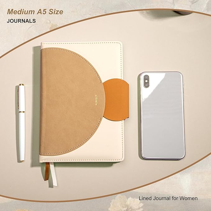 CAGIE AGIE Lined Journal for Women, 100GSM Leather Journals for Writing with Buckle Closure,A5 Hardcover Diary Journaling Notebooks for Business Work School Note Taking 5.9" x8.59 (Brown x 2) - Bloomnest