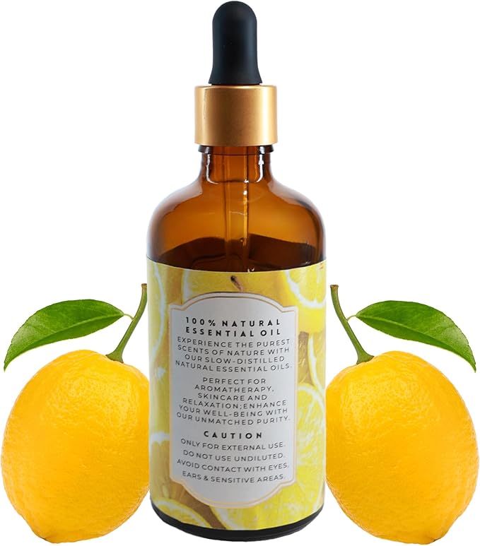 Luxurious Lemon Essential Oil by Enhanced Essentials| Slow Distilled & Pure| for Home Cleaning & Fragrance,Diffusers,Aromatherapy,Bath,Soap & Candle Making|Ideal for Business|3.38 Fl Oz (100 ml) Bloomnest
