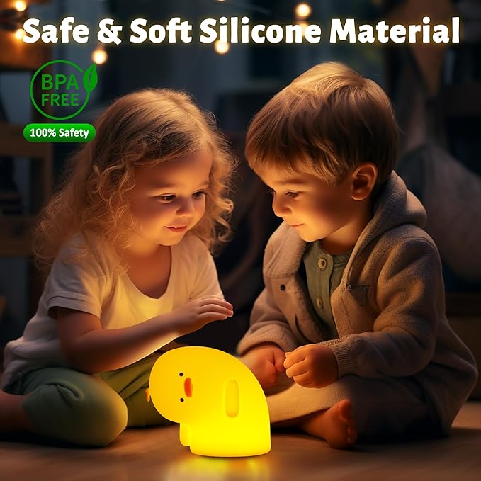 Attivolife Duck Night Light, Silica Gel Nursery Bedside Lamp with Dimmable Rechargeable Timer, Great Decor Piece for Bedrooms, Study, Creative Gift Idea Appeals to Mother Kids Friends Family - Bloomnest