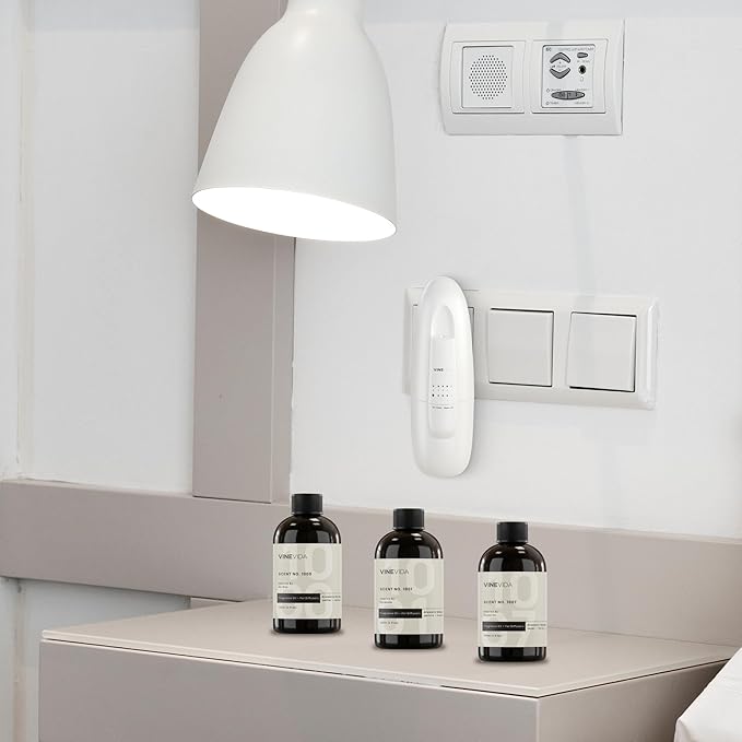 VINEVIDA Waterless Diffuser and 3 Top Selling Hotel Fragrance Oils - Essential Oil Diffuser for Home - Room Fragrance Air Diffuser [White Aroma Diffuser] - Bloomnest