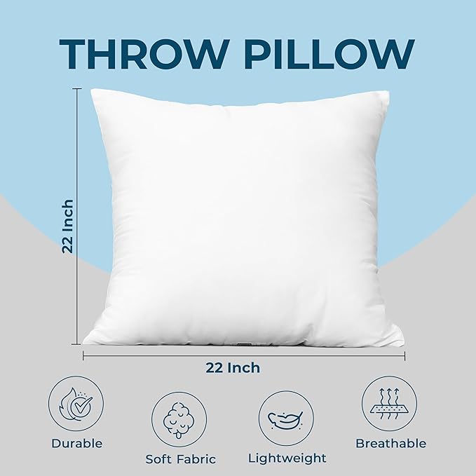 Utopia Bedding Throw Pillows (Set of 4, White), 22 x 22 Inches Pillows for Sofa, Bed and Couch Decorative Stuffer Pillow - Bloomnest