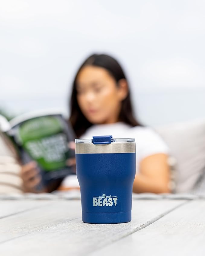 Beast 10 oz Tumbler Stainless Steel Vacuum Insulated Coffee Ice Cup Double Wall Travel Flask (Royal Blue) - Bloomnest