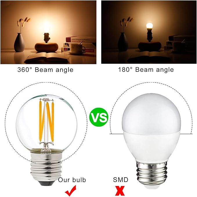 LiteHistory Dimmable g16.5 led Bulb 40W g16 1/2 led Edison Bulb 2700K 4W e26 Globe Light Bulbs for Ceiling Fan,Chandelier,Vanity Light Bulb AC120V 400lm 6Pack - Bloomnest