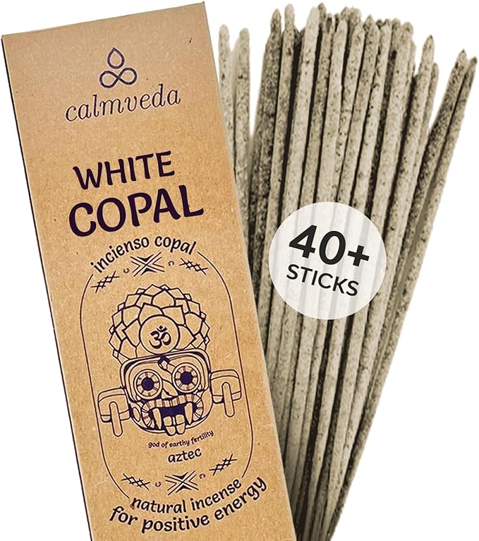 White Copal Incense Sticks Mexico - (40+ Sticks) Thick, Natural Resin Incense & Clean Charcoal Free Made from Upcycled Flowers | Sweet Smelling Spiritual Incense for Purification (Incienso De Copal)… - Bloomnest