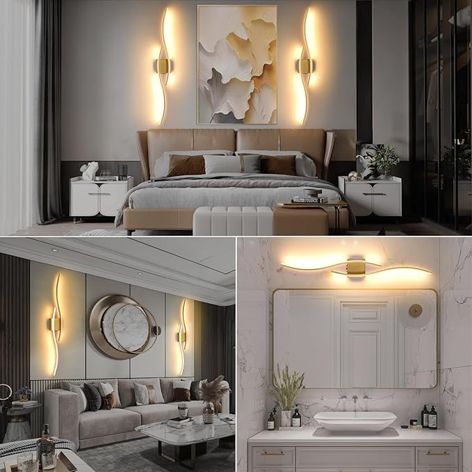 Battery Powered Wall Sconces Set of 2, Gold 39" LED Dimmable Wall Sconce with Remote Control/Timer/Memory, USB Rechargeable Wall Lights for Living Room, Bedroom, Hallway Wireless scones Lighting - Bloomnest