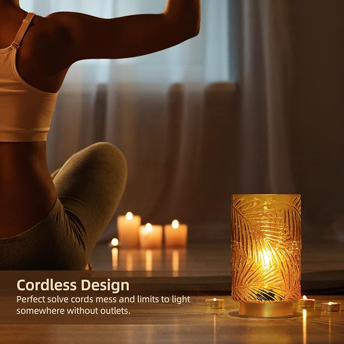 Battery Operated Table Lamp, Cordless Lamps for Home Decor, Battery Powered Nightlight with LED Bulb with Timer, Decorative Lights for Living Room Bedroom Tabletop Entryway Centerpiece Gift(S Yellow) - Bloomnest