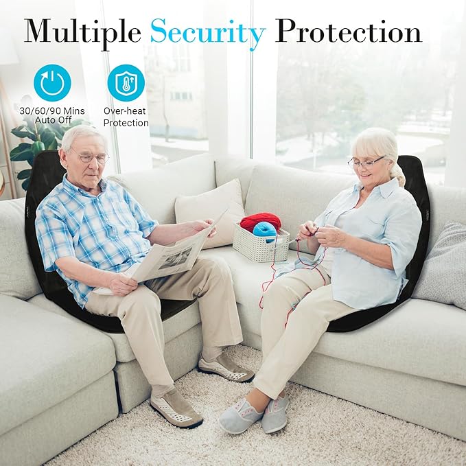 Chair Massager Cushion, Back Massager with Heat, Electric Seat Massage Pad, Back Massage Chair Pad for Back Pain Relief, 2 Heat Levels & 5 Vibrating Modes, Christmas Gifts for Men Dad Mom Him Her - Bloomnest