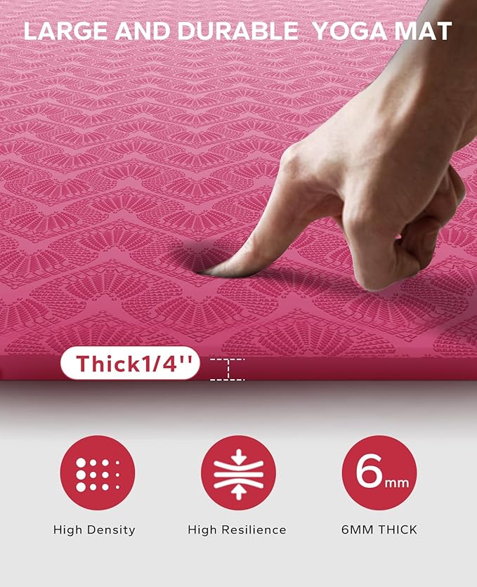 HAPBEAR Extra Large Yoga Mat - 72"x48"/78"x54", 1/4" & 1/3" Thick, Non-Slip, Durable, Eco-Friendly, Wide Exercise Mat for Home Workouts, Yoga, Pilates, Stretching, Meditation (Barefoot Exercise) - Bloomnest