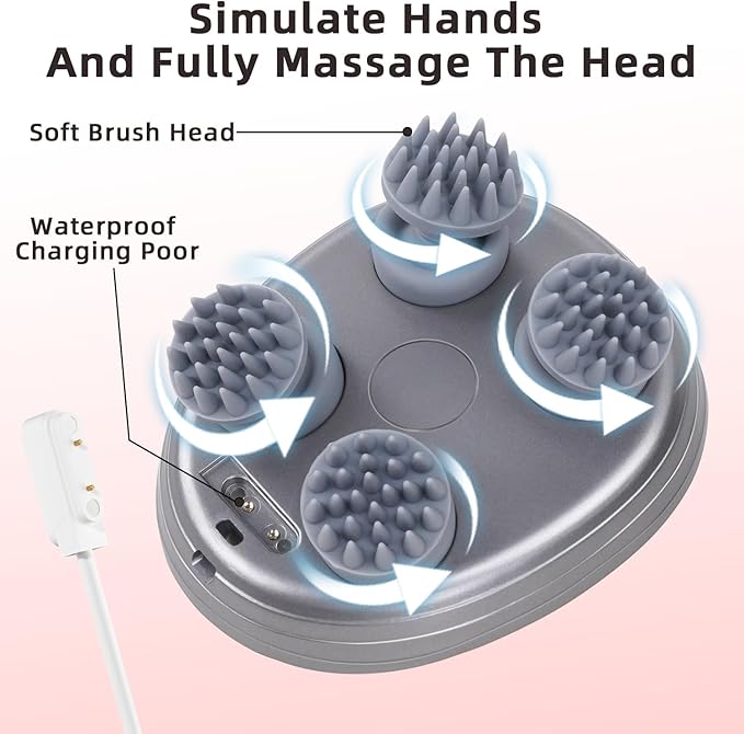 cotsoco Electric Pet Cat Massager for Cats and Dogs Care with 8 Massage Heads, Handheld Cordless Head Scratcher Scalp Massager for Hair Growth, Deep Clean and Stress Relax, Gifts for Women, Men,Pets cotsoco