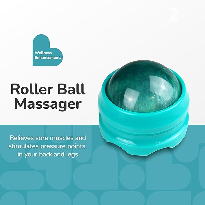BioSwiss Roller Ball Massager, Handheld Full Body Massage Tool for Back, Legs, and Muscles Bioswiss