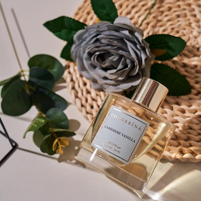 Cocorina Reed Diffuser Set, Flower Reed Diffuser Cashmere Vanilla, Scented Diffuser with Sticks Home Fragrance Essential Oil for Bathroom Shelf Decor, Living Room, Large Room, Rose/6.7 Ounce/1pack - Bloomnest