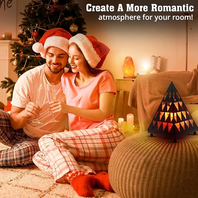 Himalayan Glow Pyramid Style Crystal Salt Night Light lamp with Pink Salt Chunks, Salt Lamp Bulb,(ETL Certified) Dimmer Switch, Unique Lightening Ambience - Bloomnest
