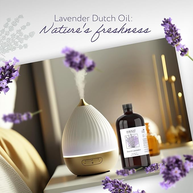 HBNO Lavender Dutch Oil - 32 oz (950 ml) Large Size - Ideal for Shampoos, Conditioners, Mouth Washes, Face wash, Lotions, and Skin Care Products (Glass Bottle). - Bloomnest