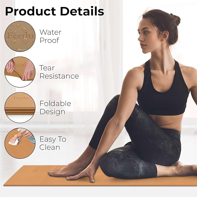 Foldable Yoga Mat, 6mm Thick, Lightweight, Anti-Slip, and Easy to Store – Perfect for Travel, Yoga, Pilates, Home Workouts, and Floor Exercises - Bloomnest