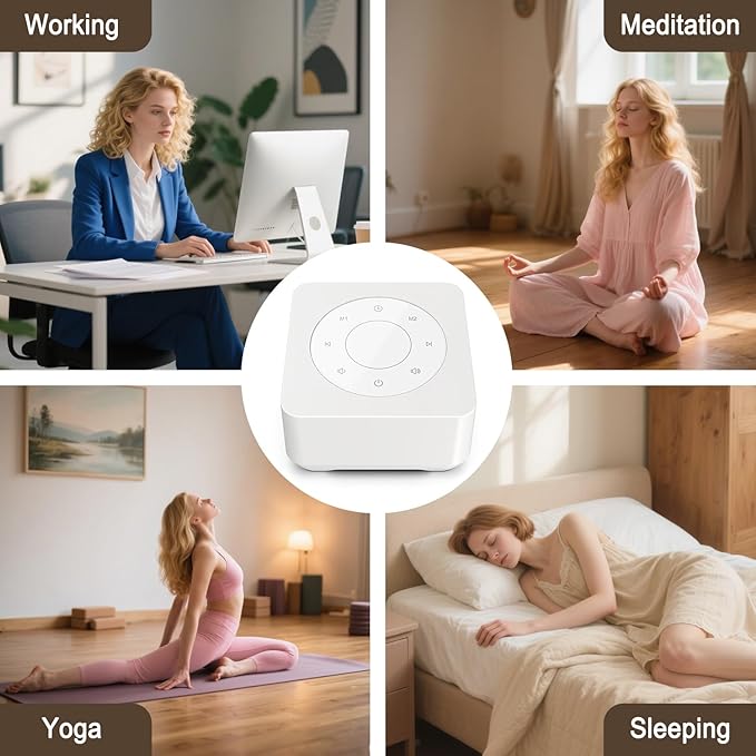White Noise Sound Machine for Sleep 20 Soothing Sounds Noise Machine for 30 Level Volume 5 Timer Setting Favorite Setting Memory Function Touch Control Compact Portable for Adult/Baby (White) - Bloomnest