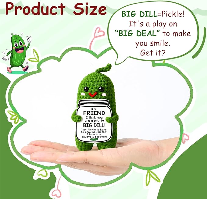 MAMAGIFTREE Best Friend Birthday Gifts for Women Valentines Day Gifts for Friends,Handmade Crochet Pickle Cool Funny Gift for Female Friends, Gag Friendship Gift for Bestie Coworkers - Bloomnest