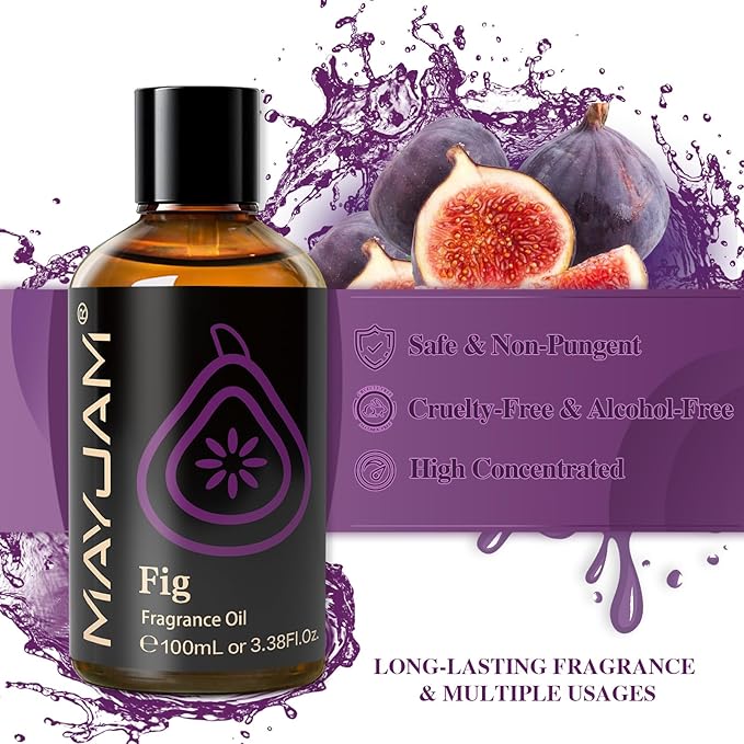 MAYJAM 100ML/3.38FL.OZ Fig Fragrance Oils with Glass Dropper, Essential Oils for Diffusers for Home, Long Lasting Scented Oils for Diffusers Soap Candle Making - Bloomnest