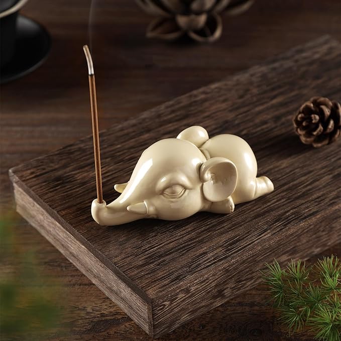 Cacukap Cute Elephant Incense Burner, Incense Holder for Sticks, Elephant Theme Incense Tray, Adorable Home Decoration, Unique Gifts Idea for Elephant Lover - Bloomnest