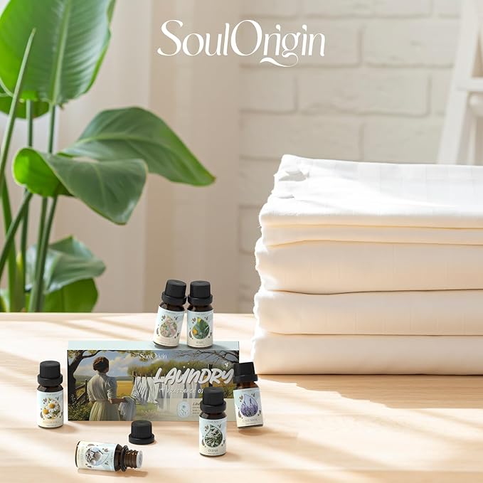 Laundry Fragrance Oils Set, Essential Oil for Diffuser, Aromatherapy Gift, Clean Scent Diffuser Oil, Use with Wool Dryer Balls,Chamomile, Fresh Cotton, Sage, Cedar, Lavender, Cherry Soap - Bloomnest