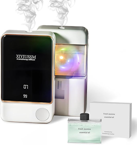 Waterless Essential Oil Diffuser for Home & Office Cordless Battery Operated Aroma Diffuser with 7 Mist Levels, Ultrasonic Air Freshener for Large Rooms Bedroom Bathroom Car Small & Portable - Bloomnest
