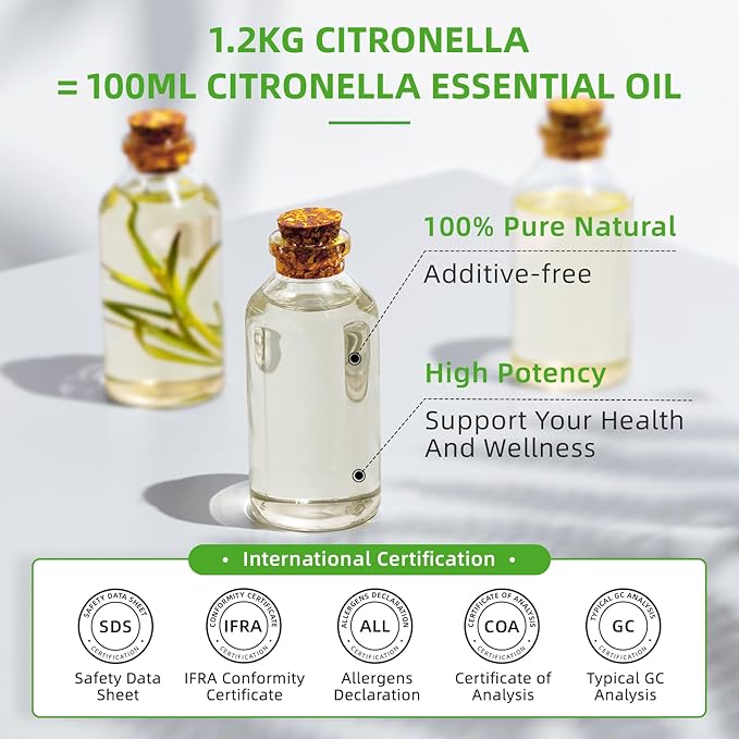 HIQILI 16 Fl Oz Citronella Oil for Homemade Sprays, Add to Diffuser, 100% Pure and Natural Undiluted - Bloomnest