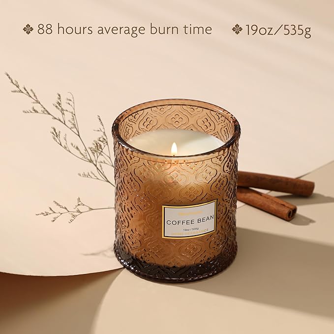 Coffee Scented Candles, Large Natural Soy Candle, 88 Hours Burning Time, Decorative Candles in Glass, Candle Gifts for Women, 19oz - Bloomnest