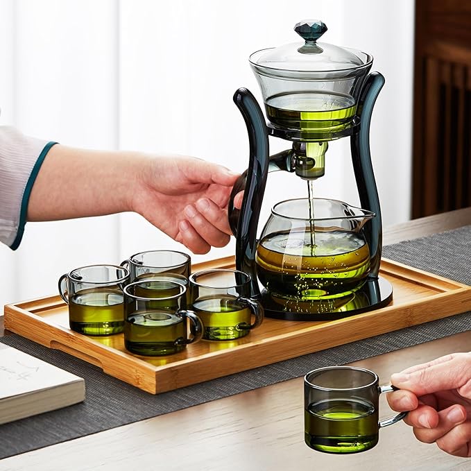 Glass Teapot Tea Pot Magnetic Ball, 12 OZ Drip-Teapot With Infuser, Semi-Automatic Tea Set,350Ml Turkish Tea pot, Kungfu Tea Set - Bloomnest