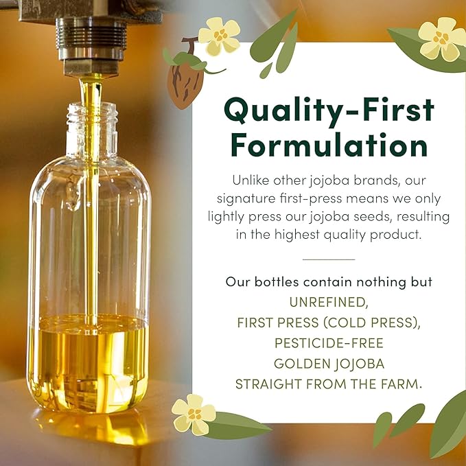 HobaCare Jojoba Baby Oil with Pump Dispenser – 100% Pure Natural Unrefined Unscented Cold-Pressed Jojoba Oil for Baby Hair, Infant Skin, Cradle Care & Body Moisture (4.22 fl oz) - Bloomnest