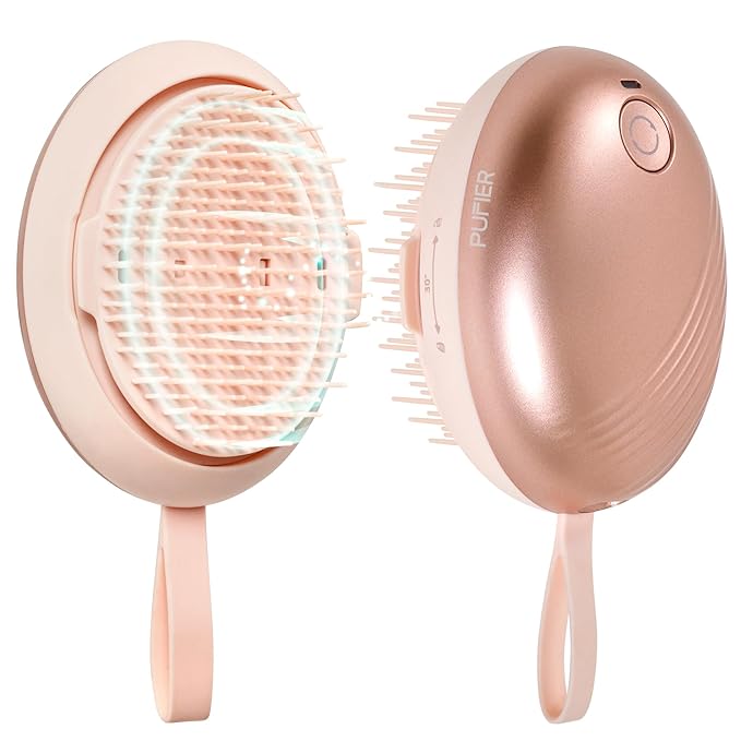 Electric Scalp Massager – Rechargeable Head Massager with Anion Technology, Portable Anti-Frizz Scalp Tool, Scalp Massager Gift for Men & Women(Pink) PUFIERDisco