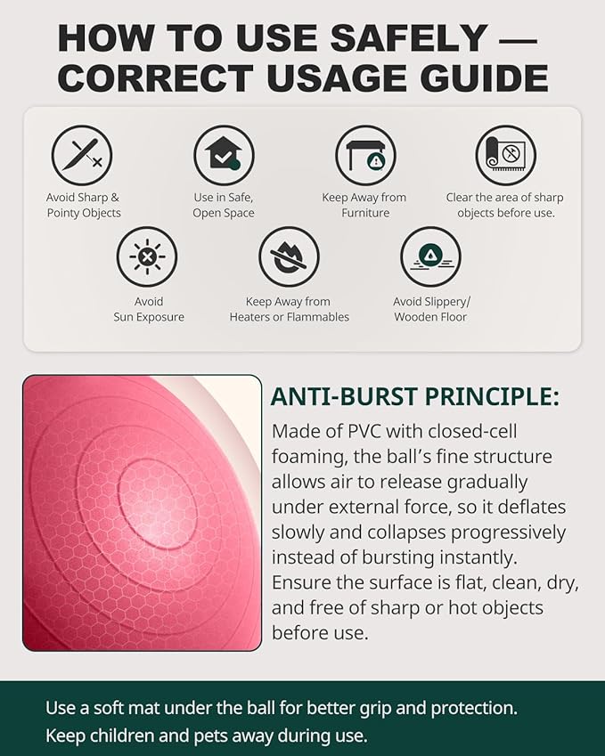 Trideer Exercise Ball for Yoga, Pilates & Fitness – Stability Ball Equipment for Home Gym & Office Chair, Core & Balance Training Accessories, Physical Therapy Equipment, Quick Pump Included, 5 Sizes - Bloomnest