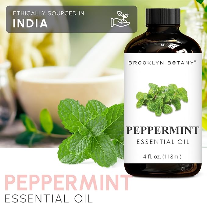 Brooklyn Botany Peppermint Essential Oil - Huge 4 Fl Oz - 100% Pure and Natural - Premium Grade with Dropper - for Aromatherapy and Diffuser - Bloomnest