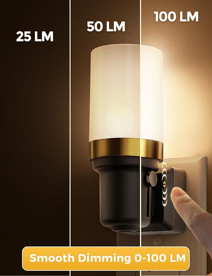 L LOHAS LED Night Lights Plug into Wall, Dimmable Night Light with Auto On/Off Sensor, 3000K Warm White, 0-100LM Adjustable Brightness, Ideal for Bathroom Night Light, 2 Pack - Bloomnest