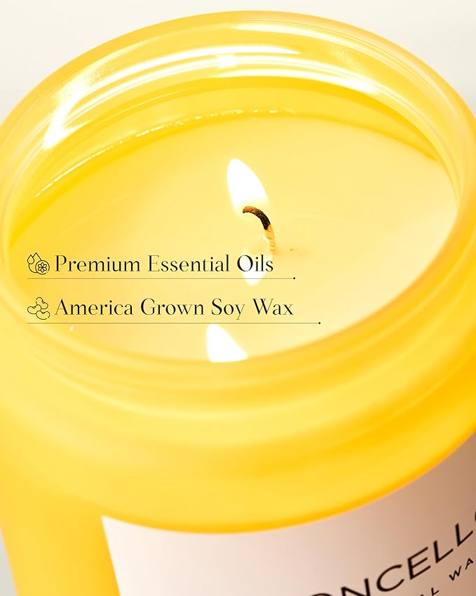 M&SENSE Limocello Summer Scented Candle, 19.4oz 110 Hours Long Lasting Burn Non Toxic Natural Soy Wax Lemon Highly Scented for Home Decor, 2 Wick Relaxing Candle Gifts for Yoga Spa Meditation - Bloomnest
