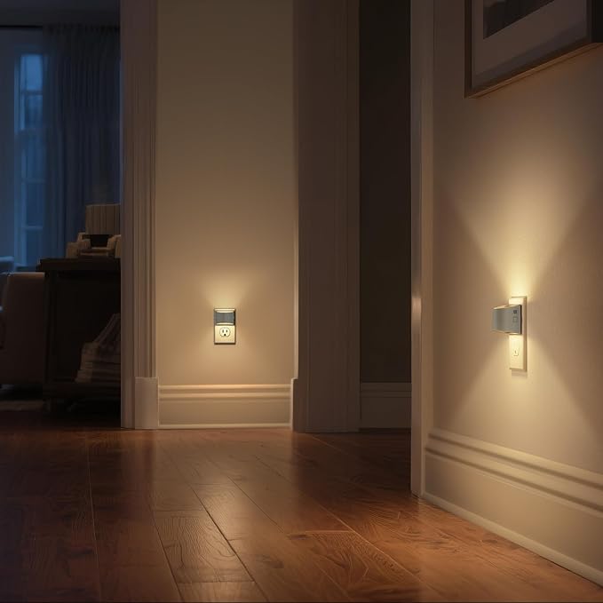 DORESshop LED Night Light[2 Pack], Night Lights Plug into Wall, 3 Level Brightness Adjustable Plug in Night Light, Dusk to Dawn Sensor Nightlights for Adults, Bedroom, Hallway, 3000K, Gray Cover - Bloomnest