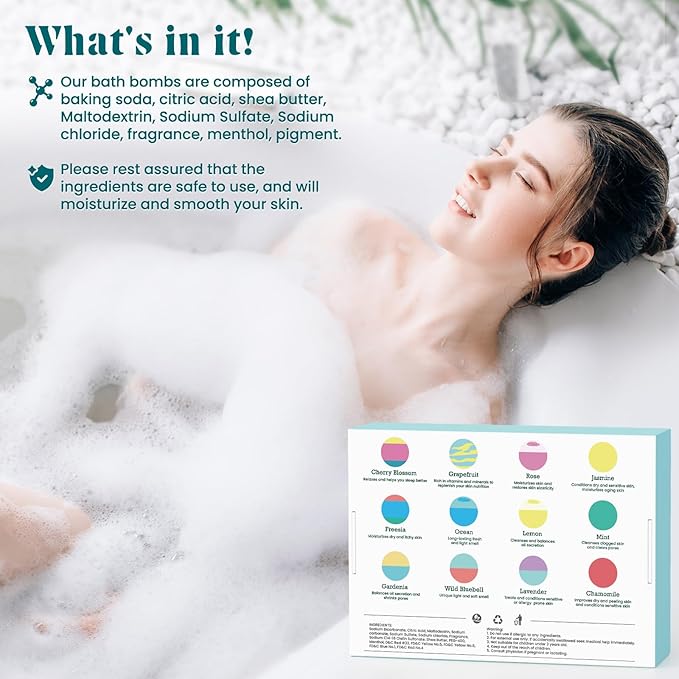 Bath Bombs for Women, 24pcs Handmade Natural Bath Bomb, Stocking Stuffers, Bath Bomb with Shea Butter, Mothers Day Presents for Mom, Amazing Present for Her, Wife, Girlfriend, Mother(2 Sets) - Bloomnest