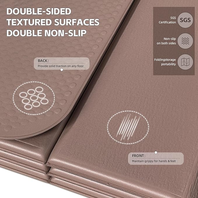 Extra Thick Foldable Yoga Mat-0.4" (10mm), SGS Certified TPE, Non-Slip & No Smell, 12-Fold Design for Ultra Portability And Easy Storage | for Yoga, Gym, Pilates, and Home Workouts, 76" x 26" - Bloomnest